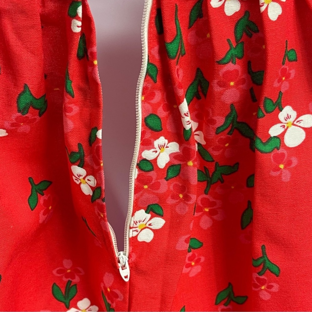 Vintage Malia Honolulu Cotton Floral Skirt *00 Orange/Red - Picture 5 of 9